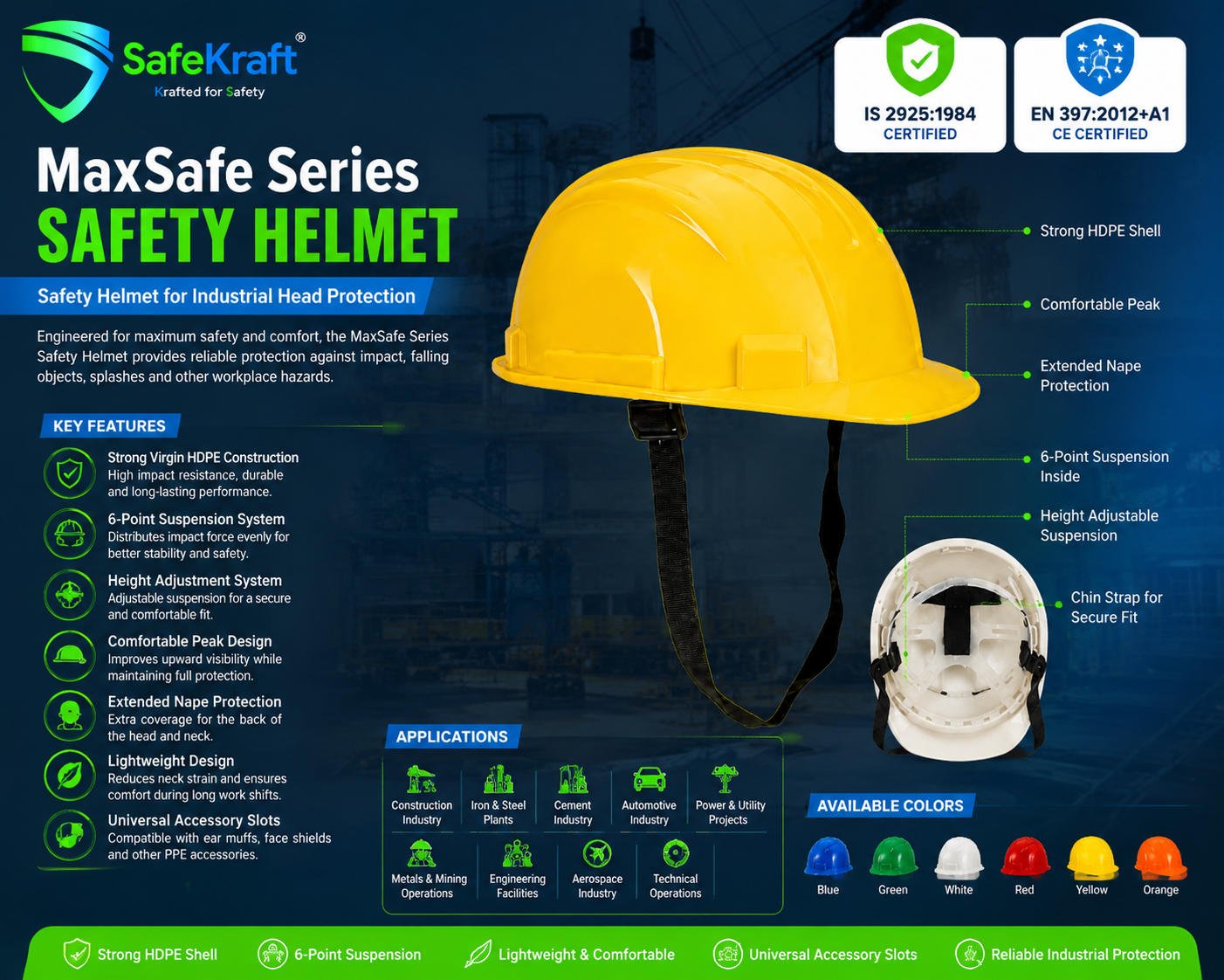 MaxSafe Series Safety Helmet ,Safety Helmet for Industrial Head Protection MaxSafe Series Safety Helmet ,Safety Helmet for Industrial Head Protection