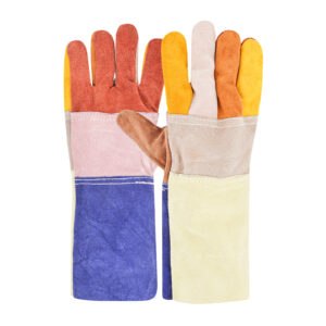 SafeKraft Leather Hand Gloves SKLG-1403 made from medium soft leather with heat resistance up to 100°C for welding and industrial hand protection.