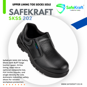 SafeKraft SKSS 202 Steel Toe Safety Shoes with Buff Tango Leather Upper and Single Density PU Sole