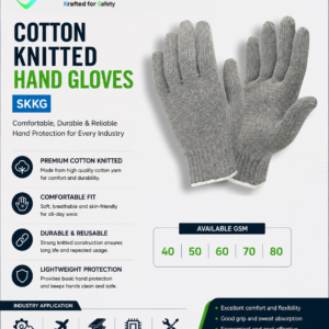 SafeKraft Cotton Knitted Hand Gloves SKKG | Cotton Safety Gloves