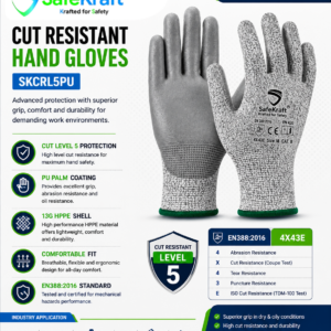 SafeKraft Cut Resistant Hand Gloves – SKCRL5PU