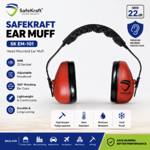 SafeKraft SK EM-101 Head Mounted Ear Muff with NRR 22 dB