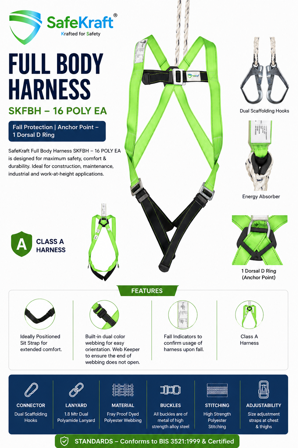 safekraft full body Harness 16 POLY EA safekraft full body Harness 16 POLY EA