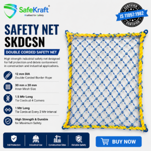 SafeKraft Industrial Safety Net SKDCSN with double corded border rope for construction and fall protection