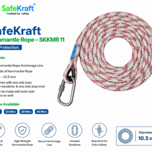 SafeKraft SKKMR 11 Kernmantle Rope Anchorage Line with 11 mm diameter and karabiner for fall protection.