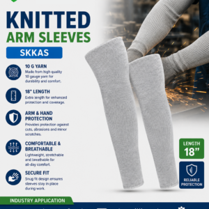 SafeKraft Knitted Arm Sleeves SKKAS made from 10G knitted yarn with 18-inch industrial arm protection