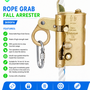 SafeKraft SKRGFA Rope Grab Fall Arrester with gravity lock and karabiner.