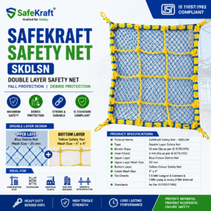 SafeKraft Safety Net SKDLSN double layer construction safety net with debris protection and industrial fall protection