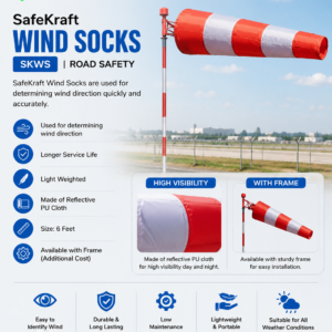 SafeKraft Wind Sock made from reflective PU cloth for accurate wind direction indication at construction sites and industrial workplaces