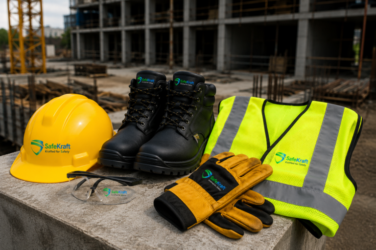Construction sites are among the most hazardous workplaces, exposing workers to risks such as falling objects, slips, electrical hazards, dust, heavy machinery, and working at heights. To minimize these risks and create a safer working environment, proper Personal Protective Equipment (PPE) is essential. Providing the right safety equipment not only protects workers from injuries but also helps organizations comply with safety regulations, improve productivity, and reduce workplace accidents. This guide explores the essential safety equipment every construction site should have and why each item plays a critical role in worker protection. Why Safety Equipment Is Important on Construction Sites Construction activities involve multiple hazards that can cause serious injuries if proper precautions are not taken. Safety equipment acts as the first line of defense against workplace accidents. Benefits of Construction Safety Equipment Reduces workplace injuries and fatalities Enhances worker confidence and productivity Supports compliance with safety standards Minimizes downtime caused by accidents Creates a safer and more efficient work environment 1. Safety Helmets (Hard Hats) Safety helmets are one of the most important pieces of construction safety equipment. They protect workers from head injuries caused by falling objects, accidental impacts, and electrical hazards. Key Features: Impact-resistant shell Comfortable suspension system Adjustable fit Electrical protection options Common Applications: Building construction Road projects Industrial construction Infrastructure development 2. Safety Shoes Construction workers often encounter uneven surfaces, heavy materials, sharp objects, and slippery conditions. Safety shoes help protect feet from crushing injuries, punctures, and slips. Key Features: Steel toe or composite toe protection Slip-resistant sole Puncture-resistant midsole Water-resistant materials Benefits: Improved stability Reduced risk of foot injuries Better comfort during long shifts 3. Safety Gloves Workers frequently handle tools, machinery, concrete, metal, and construction materials. Safety gloves provide protection against cuts, abrasions, impacts, and chemical exposure. Types of Gloves: Cut-resistant gloves Impact-resistant gloves General-purpose work gloves Chemical-resistant gloves Benefits: Enhanced hand protection Better grip and control Improved productivity 4. Safety Goggles and Face Protection Dust, flying debris, sparks, and chemical splashes can cause serious eye and face injuries. Safety goggles and face shields help protect workers from these hazards. Key Features: Impact-resistant lenses Anti-fog coating Comfortable fit Full-face coverage options Applications: Grinding operations Cutting tasks Welding activities Chemical handling 5. High-Visibility Safety Vests Construction sites often involve moving vehicles, cranes, and heavy equipment. High-visibility clothing helps workers remain visible in low-light and busy work environments. Benefits: Increased worker visibility Reduced risk of vehicle-related accidents Improved site safety awareness Additional Safety Equipment Commonly Used Fall Protection Equipment Workers operating at heights require: Safety harnesses Lanyards Lifelines Anchor systems Respiratory Protection Dust, fumes, and airborne contaminants may require: Dust masks Respirators Disposable face masks Hearing Protection High-noise environments often require: Ear plugs Ear muffs Best Practices for Construction Site Safety To maximize the effectiveness of safety equipment: Conduct regular safety inspections Train workers on proper PPE usage Replace damaged equipment immediately Ensure PPE fits correctly Follow site-specific safety procedures Common Mistakes to Avoid Wearing damaged PPE Ignoring safety training Using incorrect equipment for the task Failing to inspect equipment regularly Not replacing worn-out safety gear Conclusion Construction site safety starts with the right protective equipment. Essential items such as safety helmets, safety shoes, gloves, eye protection, and high-visibility clothing help reduce workplace risks and protect workers from serious injuries. By investing in quality safety equipment and promoting a strong safety culture, organizations can create safer, more productive construction sites while ensuring compliance with workplace safety requirements. Frequently Asked Questions (FAQs) 1. What is the most important safety equipment on a construction site? Safety helmets, safety shoes, gloves, eye protection, and high-visibility vests are among the most important PPE items used on construction sites. 2. Why are safety shoes necessary for construction workers? Safety shoes protect workers from falling objects, punctures, slips, and crushing injuries. 3. What type of gloves are best for construction work? The best gloves depend on the task, but cut-resistant and impact-resistant gloves are commonly used for construction applications. 4. When should workers wear safety goggles? Safety goggles should be worn whenever there is a risk of dust, debris, sparks, or chemical exposure. 5. What is the purpose of high-visibility clothing? High-visibility clothing improves worker visibility and reduces the risk of accidents involving vehicles and heavy machinery. 6. Is fall protection mandatory on construction sites? Fall protection is required whenever workers perform tasks at heights where fall hazards exist. 7. How often should construction safety equipment be inspected? Safety equipment should be inspected before use and regularly according to workplace safety procedures.