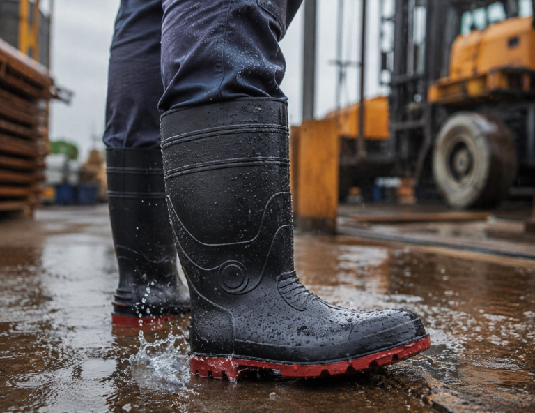 How Do Water-Repellent Safety Shoes Protect Workers in Outdoor and Industrial Environments? ,make image , accourding to content with out text real look feel