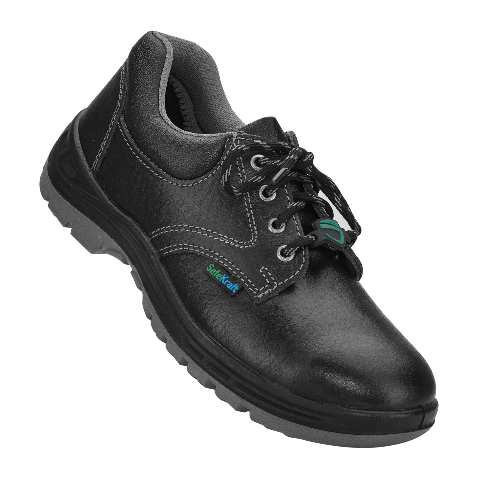SafeKraft SKSS 207 ESD Leather Safety Shoes — Steel Toe, PU Sole, ISI Certified