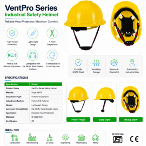 VentPro Series Safety Helmet – Industrial HDPE Safety Helmet with Ratchet Adjustment