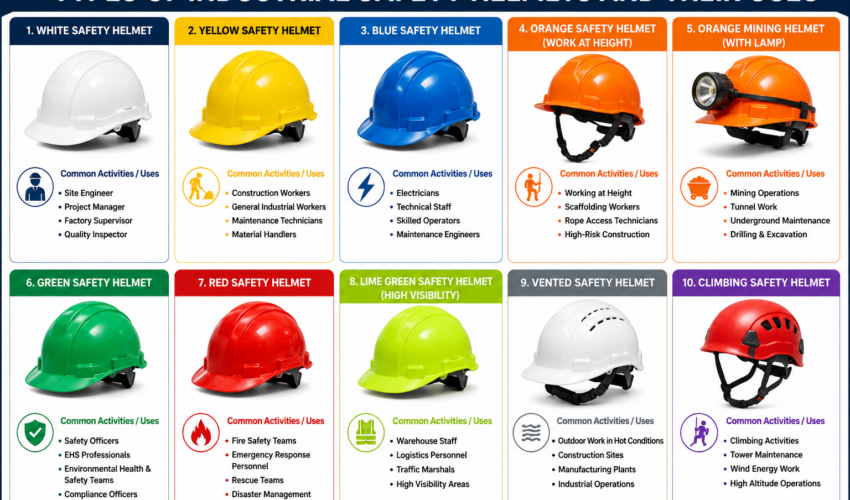Types of Industrial Safety Helmets and Their Uses: Complete Workplace Head Protection Guide