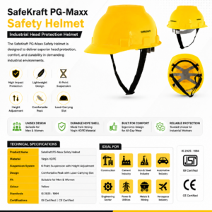 SafeKraft PG-Maxx Safety Helmet | Industrial Head Protection Helmet