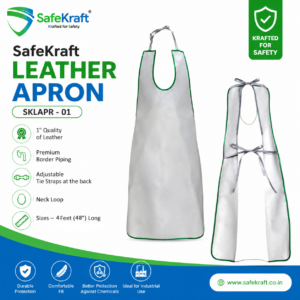 SafeKraft Leather Apron SKLAPR-01 with adjustable back tie straps,4 Feet (48”) Long