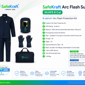 SafeKraft SKAFS 8 Cal Arc Flash Suit with IFR hood and ARC gloves