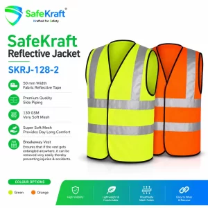 SafeKraft SKRJ-128-2 high visibility safety vest with 50 mm reflective tape