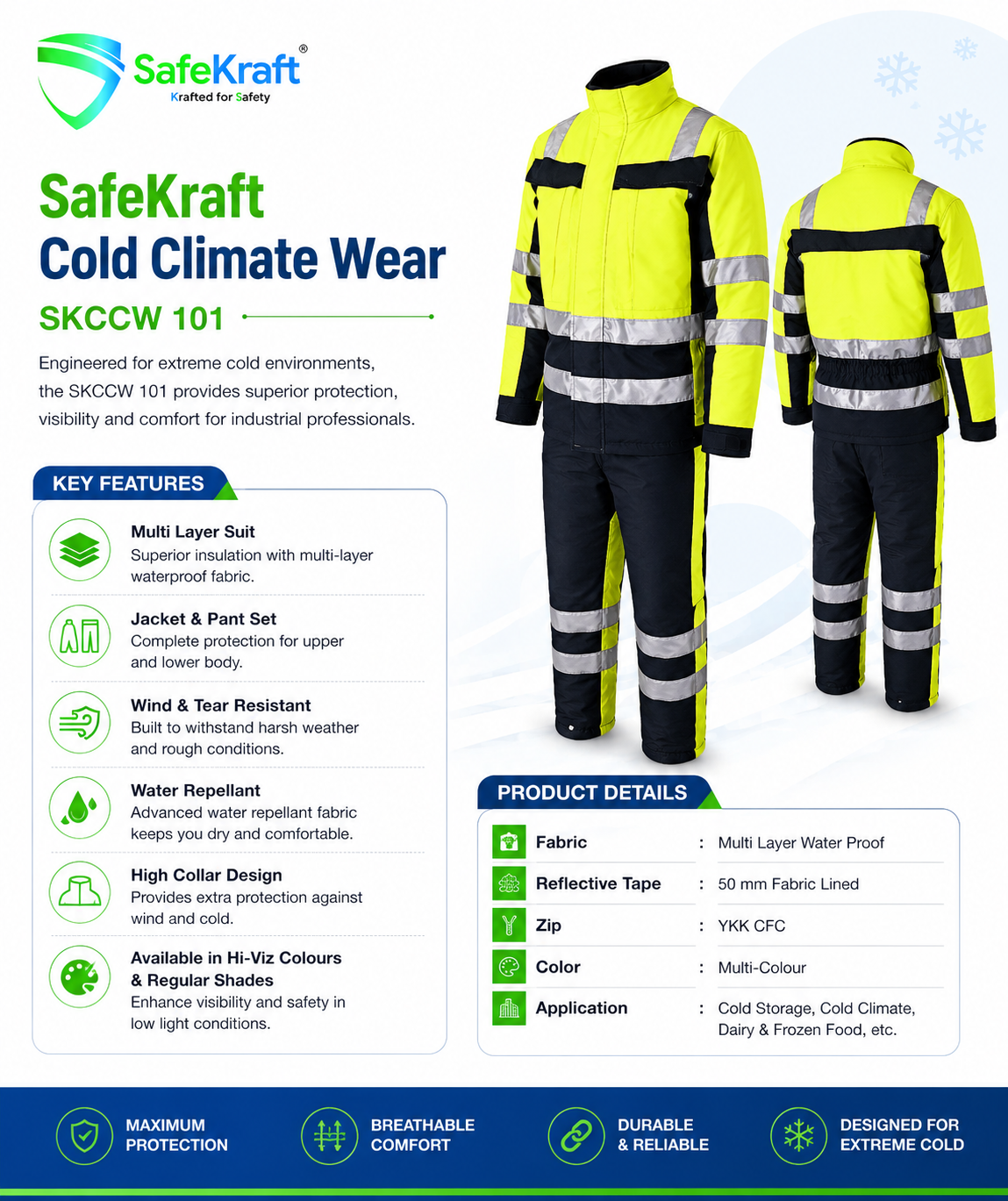 SafeKraft Cold Climate Wear - SKCCW 101 SafeKraft SKCCW 101 Cold Climate Wear multi-layer jacket and pant set