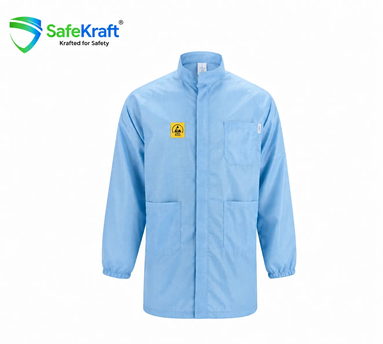 SafeKraft SKESDLC ESD lab coat with conductive carbon grid
