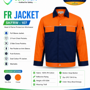 SafeKraft FR cotton jacket SKFRW-107 470 GSM reflective work jacket