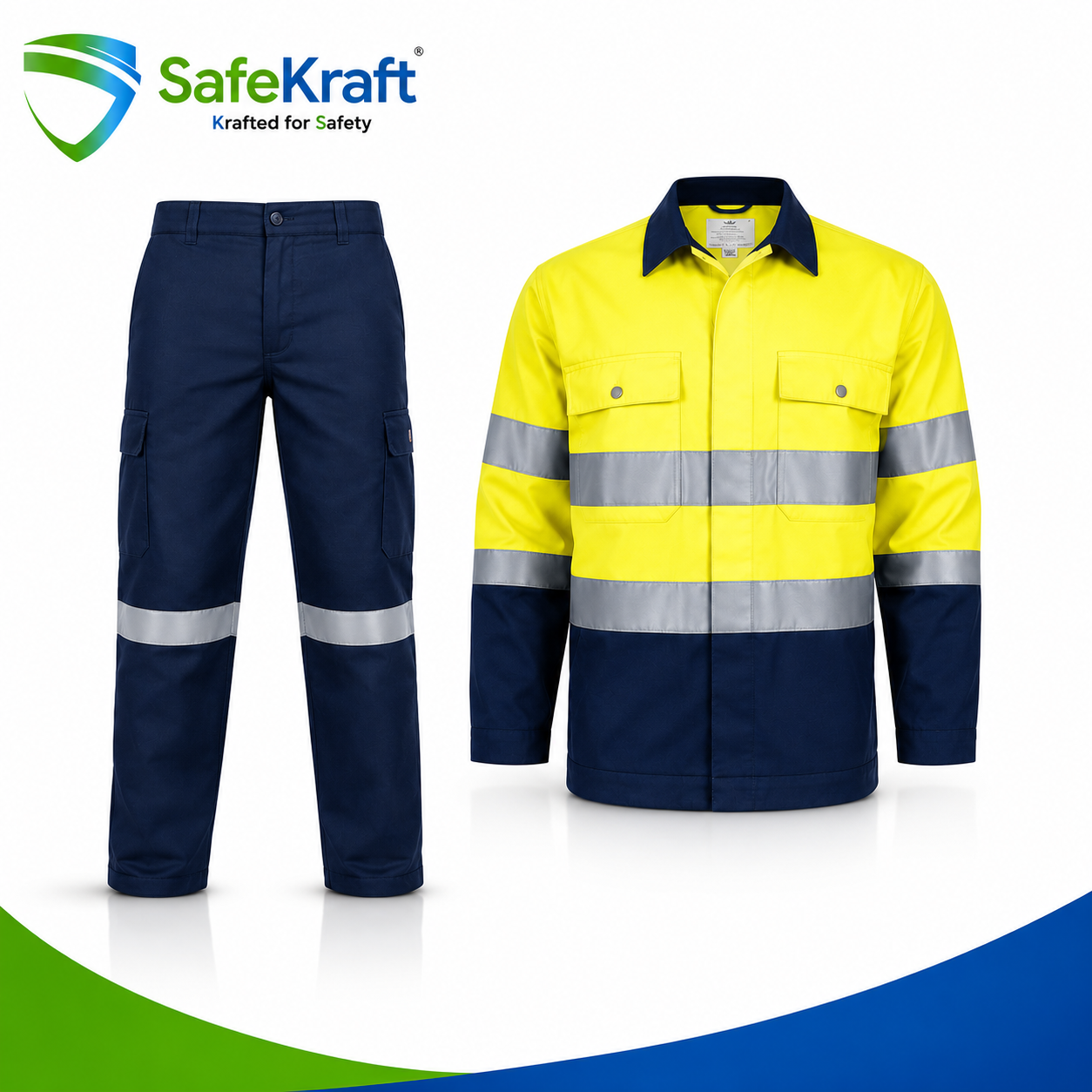 SafeKraft SKFRC-103 Fire Retardant Workwear with FR Jacket and Trouser and Reflective Tape