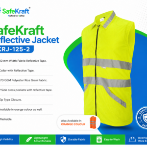 SafeKraft Reflective Safety Jacket SKRJ-125-2 with 50mm reflective tape