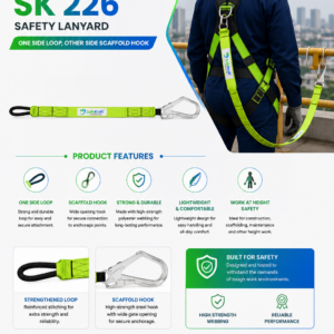 SafeKraft SK 226 Safety Lanyard with one side loop and one side scaffold hook