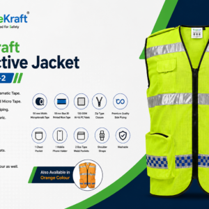 SafeKraft SKRJ-120-2 reflective safety jacket with Hi-Viz fabric and reflective tape