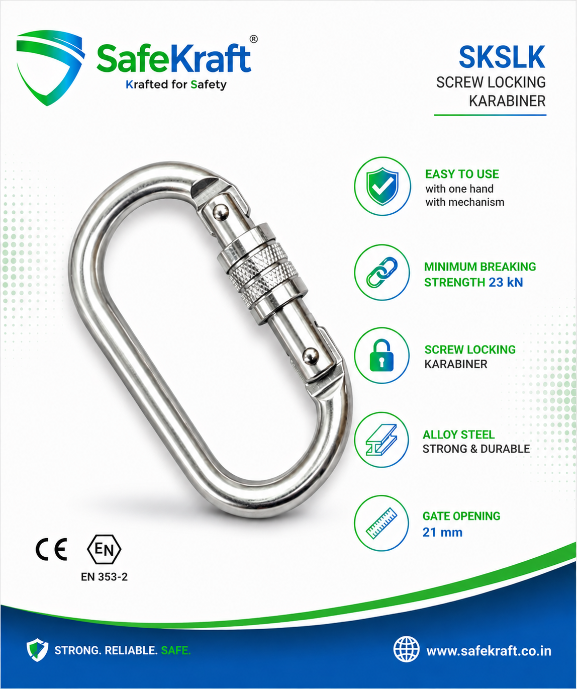 SafeKraft SKSLK ,screw locking karabiner 23 kN SafeKraft SKSLK ,screw locking karabiner 23 kN