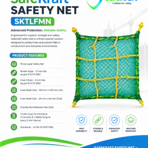 SafeKraft Construction Safety Net SKTLFMN three-layer safety net for construction and industrial protection