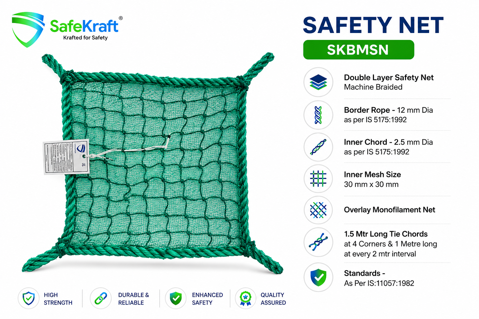 SafeKraft Safety net skbmsn SafeKraft SKBMSN Double Layer Machine Braided Safety Net for Construction Safety