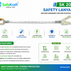 SafeKraft SK 208 Safety Lanyard with karabiner and scaffold hook