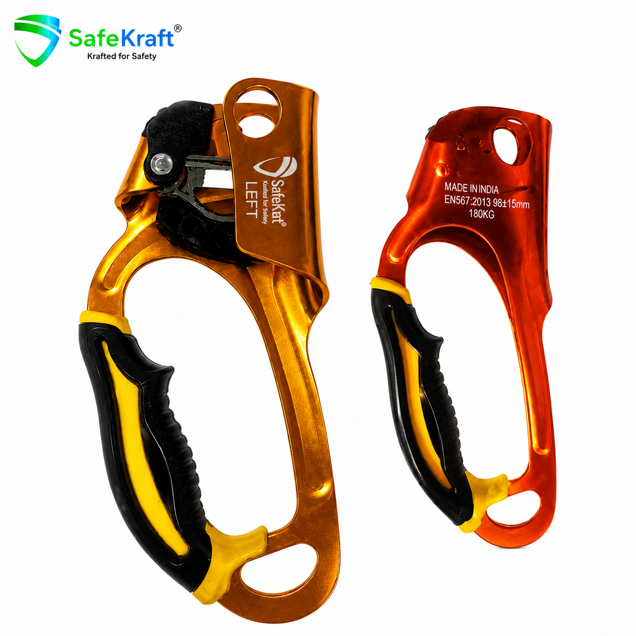 SafeKraft SKASC Left aluminium rope ascender for 10.5 mm and 12 mm kernmantle rope