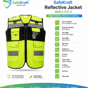 SafeKraft, SKRJ-122-2, Reflective Safety Jacket, High Visibility Safety Jacket, Hi Vis Safety Jacket, Reflective Workwear, Safety Workwear
