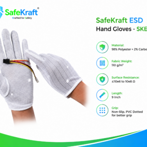 SafeKraft SKESDG ESD hand gloves with PVC dotted grip