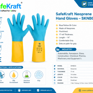 SafeKraft SKNBCG blue and yellow neoprene hand gloves