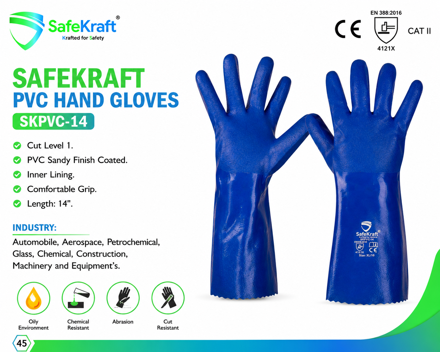 SafeKraft PVC Hand Gloves – SKPVC-14 SafeKraft PVC Hand Gloves SKPVC-14 14 inch industrial gloves