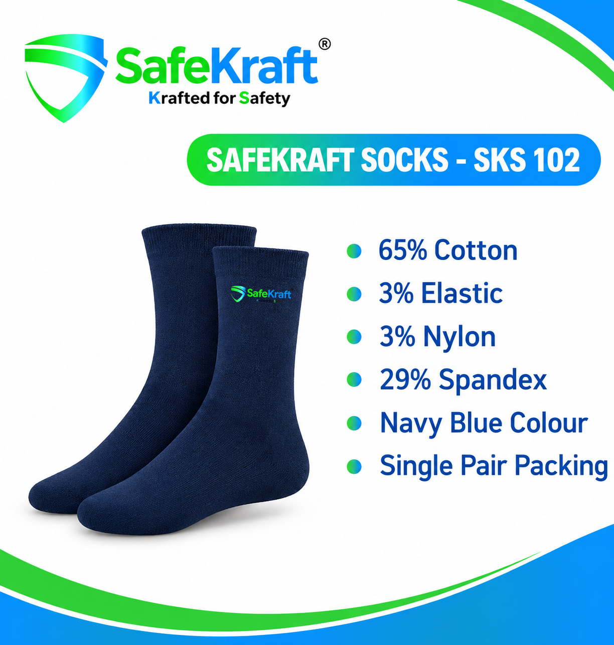 SafeKraft Socks SKS 102 navy blue cotton work socks SafeKraft Socks SKS 102 navy blue cotton work socks