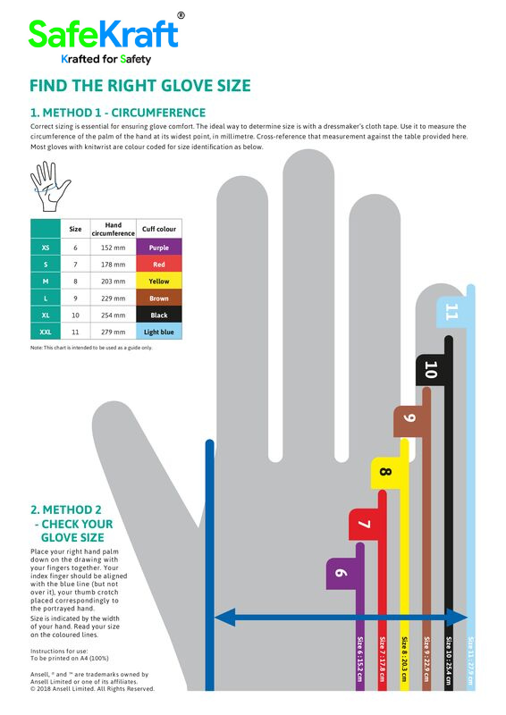 Hand Gloves Size Chart